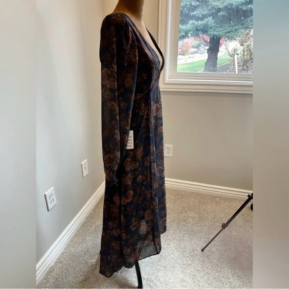 Joyfolie Women’s Crystal Maxi Boho Dress Navy Floral XXS NWT - Picture 7 of 12